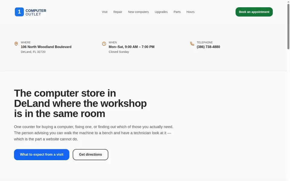 One Computer Store public website home page